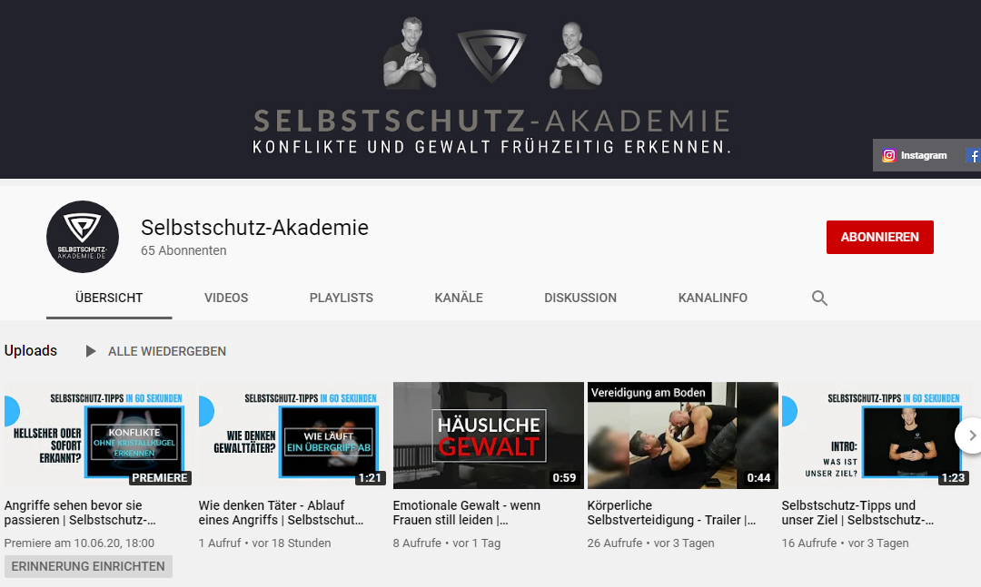 Selbstschutz-Akademie auf Youtube